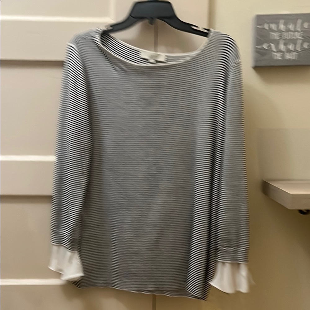 LOFT Gray Boxy 3/4 Sleeve Blouse